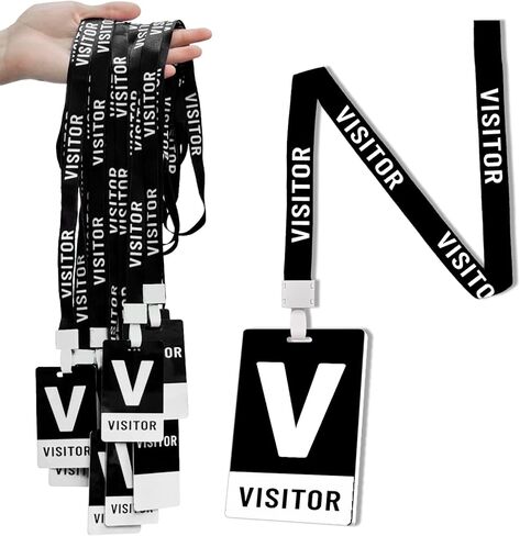 25 حبل شارة زائر من PVC وبطاقات مرور بلاستيكية، مثالية لوصول الزائرين، وحفلات الزائرين، والحفلات، وضيوف المعارض المدرسية في الحرم الجامعي للشركة وزوار الأحداث (أصفر) in Kuwait