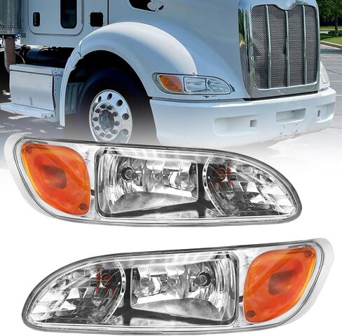 Headlight Assembly Fit For 2005-2015 Peterbilt 325 330 335 337 340 348 382 384 386 387, W/o Bulbs Driver and Passenger Side headlamp in Kuwait