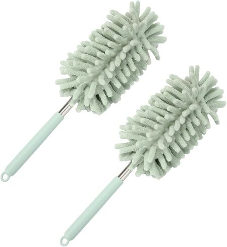 2PCS Car Interior Duster with Extension Pole – Washable Microfiber Dusters Detailing Brushes with Bendable Head, Long Handle Cleaning Duster Tool for Car Dash, Vents, Window, Furniture, Office (Pink) in Saudi Arabia