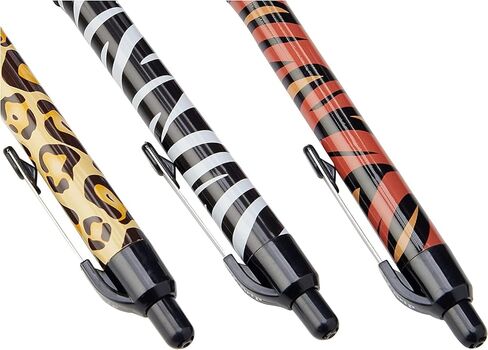 قلم Zebra Z-Grip Funky - أقلام حبر جاف قابلة للسحب بنمط طباعة حيوانات - طباعة الفهد والحمار الوحشي والنمر - حبر أسود - عبوة من 9 أقلام - في صندوق هدايا من الورق المقوى in Saudi Arabia