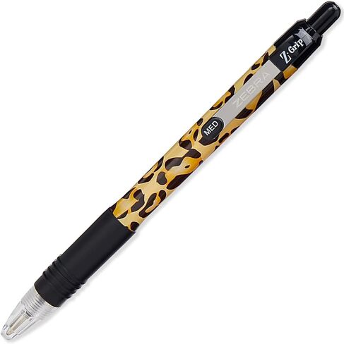 قلم Zebra Z-Grip Funky - أقلام حبر جاف قابلة للسحب بنمط طباعة حيوانات - طباعة الفهد والحمار الوحشي والنمر - حبر أسود - عبوة من 9 أقلام - في صندوق هدايا من الورق المقوى in Saudi Arabia