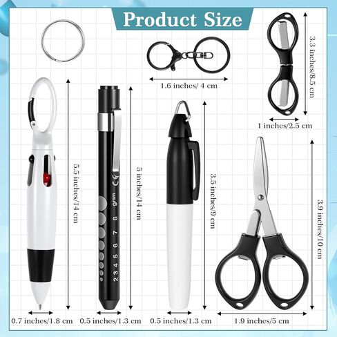 مجموعة أقلام الممرضات تتضمن قلم تحديد دائم، شارة، أقلام بكرة، أضواء للممرضات، أقلام حبر جاف قابلة للسحب، مشبك سلسلة مفاتيح للتمريض، مقص قابل للطي، سلسلة مفاتيح بمصباح LED للممرضات - بدون بطارية in Kuwait