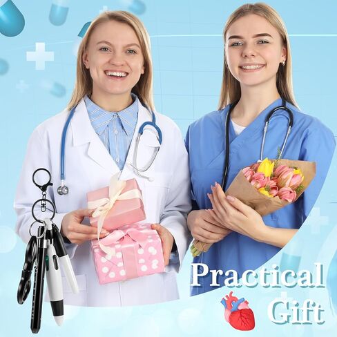 مجموعة أقلام الممرضات تتضمن قلم تحديد دائم، شارة، أقلام بكرة، أضواء للممرضات، أقلام حبر جاف قابلة للسحب، مشبك سلسلة مفاتيح للتمريض، مقص قابل للطي، سلسلة مفاتيح بمصباح LED للممرضات - بدون بطارية in Kuwait