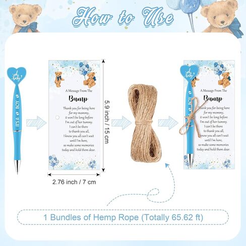 50 Set Baby Shower Favors for Guest 1 Thank You for Coming Sign 50 Heart Shaped Ballpoint Pens 50 Thank You Cards with Twine Baby Shower Gender Reveal Party Return Gifts(Blue,Boy) in Saudi Arabia