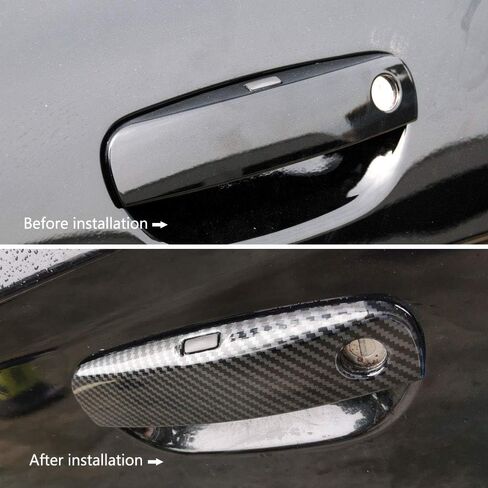 Korlot Carbon Fiber Style Door Handles Trim Cover Sticker Decals for Dodge Challenger 2015-2023 in Saudi Arabia