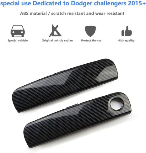 Korlot Carbon Fiber Style Door Handles Trim Cover Sticker Decals for Dodge Challenger 2015-2023 in Saudi Arabia