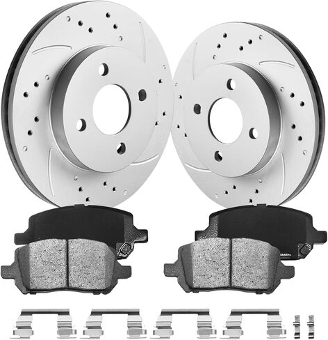 طقم دواسات الفرامل الأمامية والدوارات المتوافقة مع 2005-2010 Chevy Cobalt، 2003-2007 Saturn Ion، 2007-2009 Pontiac G5 | 256 ملم (10.1 بوصة) | 55083 وD956-7855 | طقم فرامل بديلة للسيارات الأمامية in Saudi Arabia