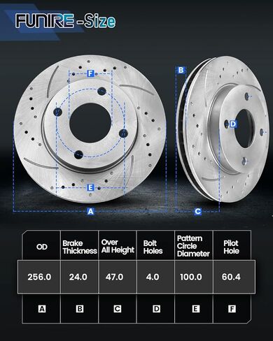 طقم دواسات الفرامل الأمامية والدوارات المتوافقة مع 2005-2010 Chevy Cobalt، 2003-2007 Saturn Ion، 2007-2009 Pontiac G5 | 256 ملم (10.1 بوصة) | 55083 وD956-7855 | طقم فرامل بديلة للسيارات الأمامية in Saudi Arabia