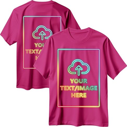 تي شيرت مخصص مع صورة/شعار/نص - تي شيرت قطني مريح شخصي للرجال والنساء صمم قميصك الخاص بطباعة أمامية وخلفية in Kuwait