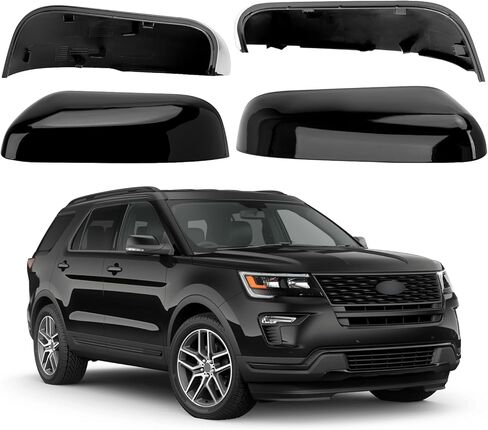 Driver Side Mirror Cover Replacement for Ford Explorer 2016 2017 2018 2019 - Left Side Mirror Covers, Rear View Mirror Cap Accessories Black in Saudi Arabia