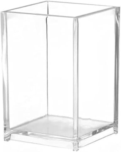 Clear Acrylic Pencil Pen Holder Cup, Clear Makeup Brush Holder, Acrylic Desk Accessories, Stationery Organizer for Office Desk Accessory (Clear) in Saudi Arabia