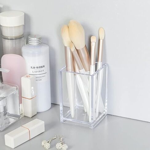 Clear Acrylic Pencil Pen Holder Cup, Clear Makeup Brush Holder, Acrylic Desk Accessories, Stationery Organizer for Office Desk Accessory (Clear) in Saudi Arabia