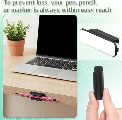 50 Pack Adhesive Pencil Holders for Desk, Silicone Flexible Adhesive Pen Holder for Desk Wall Clipboard, Reusable Marker Organizer for Classroom School Office Accessories Teacher Supplies, Black in Saudi Arabia