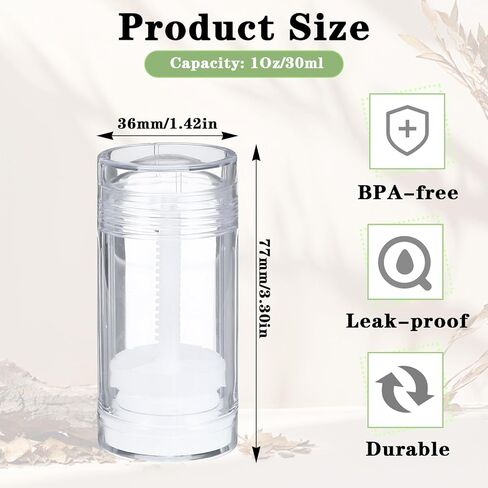 30 Pcs Empty Deodorant Containers Twist Filling Stick up Plastic Deodorant Container Refillable Deodorant Bottles Bottomfill Round Lip Balm Tubes for DIY Lipstick Crayon(30ml,Clear) in Saudi Arabia