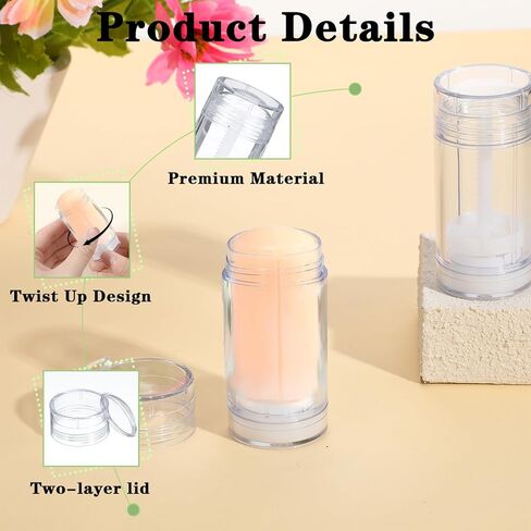 30 Pcs Empty Deodorant Containers Twist Filling Stick up Plastic Deodorant Container Refillable Deodorant Bottles Bottomfill Round Lip Balm Tubes for DIY Lipstick Crayon(30ml,Clear) in Saudi Arabia