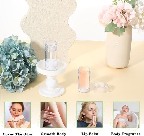 30 Pcs Empty Deodorant Containers Twist Filling Stick up Plastic Deodorant Container Refillable Deodorant Bottles Bottomfill Round Lip Balm Tubes for DIY Lipstick Crayon(30ml,Clear) in Saudi Arabia