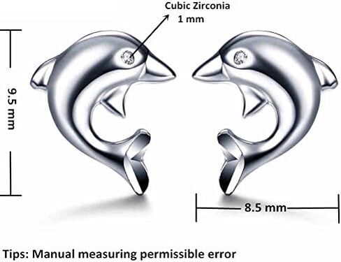 أقراط من الفضة الإسترليني عيار 925 مع زركونيا مكعبة مضادة للحساسية على شكل دولفين LSE10 in Kuwait
