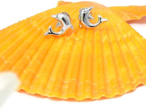 أقراط من الفضة الإسترليني عيار 925 مع زركونيا مكعبة مضادة للحساسية على شكل دولفين LSE10 in Kuwait