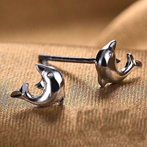 أقراط من الفضة الإسترليني عيار 925 مع زركونيا مكعبة مضادة للحساسية على شكل دولفين LSE10 in Kuwait