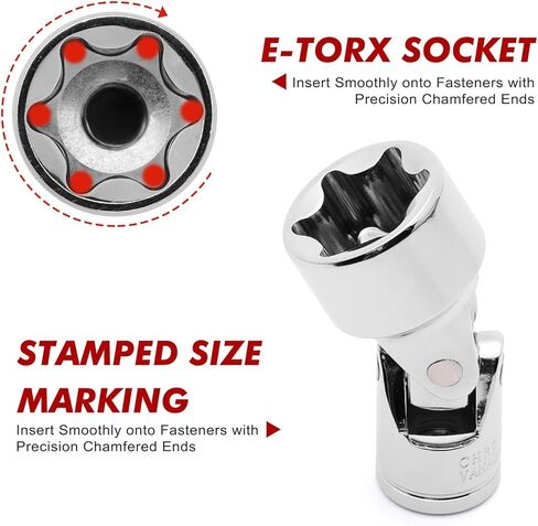 CASOMAN 13PCS 1/4" & 3/8" Drive Universal External Star Socket Set, E4 to E24, CR-V, Swivel Head, 360 Degree Access, with Sturdy Molded Case in Saudi Arabia
