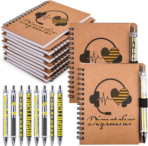 20 Set 911 Dispatcher Gifts, Spiral Notebooks with Yellow Flag Ballpoint Pens, Appreciation Week Christmas Birthday Retirement Gifts Set for First Responders Telecommunicator Coworker Office Staff in Kuwait