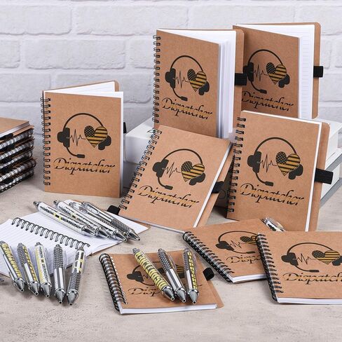 20 Set 911 Dispatcher Gifts, Spiral Notebooks with Yellow Flag Ballpoint Pens, Appreciation Week Christmas Birthday Retirement Gifts Set for First Responders Telecommunicator Coworker Office Staff in Kuwait