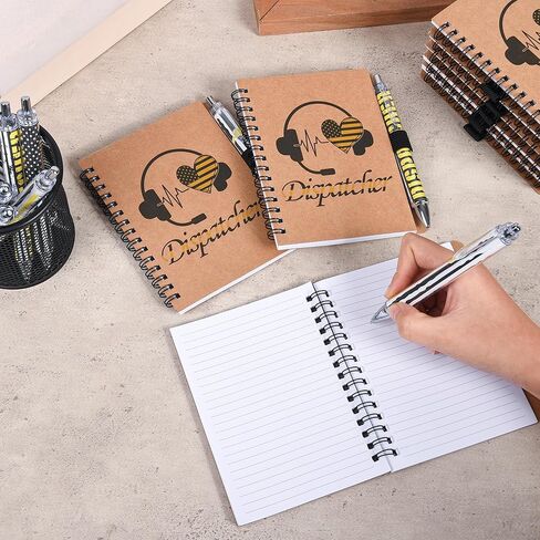 20 Set 911 Dispatcher Gifts, Spiral Notebooks with Yellow Flag Ballpoint Pens, Appreciation Week Christmas Birthday Retirement Gifts Set for First Responders Telecommunicator Coworker Office Staff in Kuwait