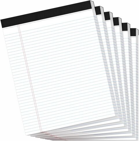 6 Pack Legal Pads 8.5" x 11", Wide Ruled Writing Notepads, 50 Sheets/Pad, Perforated Pages, 300 Sheets Lined Paper for School Office Supplies in Saudi Arabia