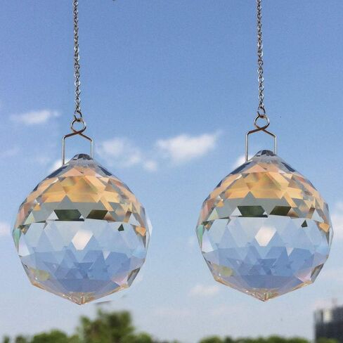 2-Pack Crystal Sun Catcher Prisms (40mm) - Hanging Crystals for Windows, Home & Garden Decoration in Saudi Arabia