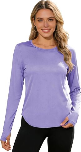 قمصان نسائية للشمس بعامل حماية من الأشعة فوق البنفسجية 50+ وأكمام طويلة للحماية من الأشعة فوق البنفسجية وممتصة للرطوبة وسريعة الجفاف وتمارين الجري والمشي لمسافات طويلة في الهواء الطلق ملابس رياضية in Kuwait