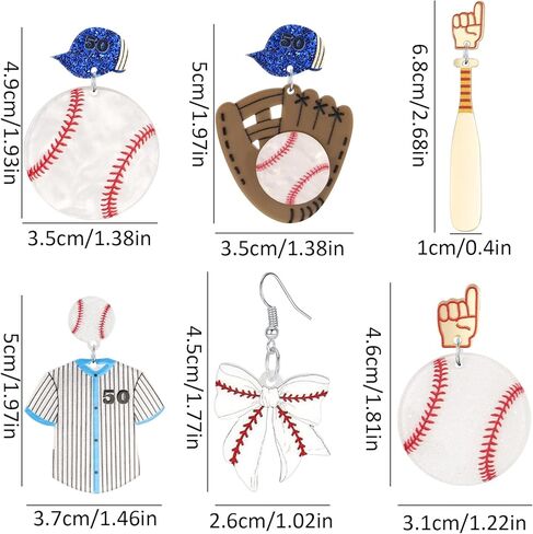4 Pairs Baseball Earrings for Women Dangling, Acrylic Baseball Earring Baseball Mom Accessories Gifts for Women Baseball Lovers in Saudi Arabia