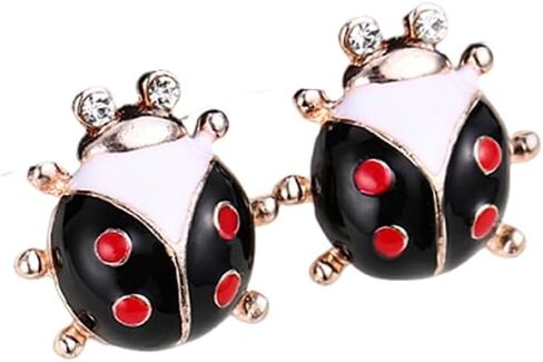 Dainty Red Ladybug Stud Dangle Earrings Cute Animal Black Beetle Bugs Insect Stud Drop earrings for Women in Saudi Arabia