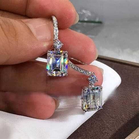 Exquisite 925 Sterling Silver Diamond Crystal Drop Earrings For Women in Saudi Arabia