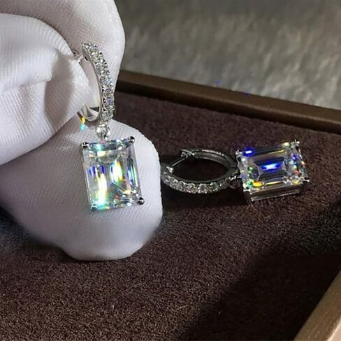 Exquisite 925 Sterling Silver Diamond Crystal Drop Earrings For Women in Saudi Arabia