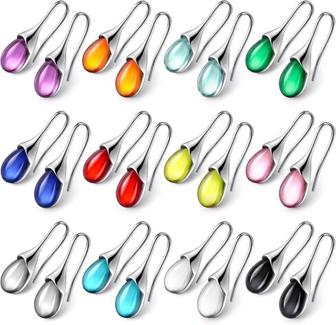 Nosiny 12 Pairs Teardrop Earrings for Women Teardrop Druse Crystal Drop Rainbow Dangle Hook Earrings for Valentine's Day Christmas Birthday Gifts(12 Colors) in Saudi Arabia