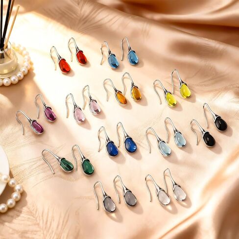 Nosiny 12 Pairs Teardrop Earrings for Women Teardrop Druse Crystal Drop Rainbow Dangle Hook Earrings for Valentine's Day Christmas Birthday Gifts(12 Colors) in Saudi Arabia