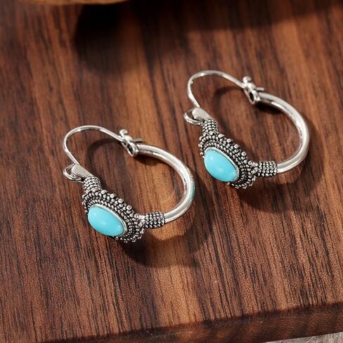 1 Pair of Circular Patchwork Earrings with Curved Minimalist Blue Long Leaf Earrings Niche-style Design, Ocean-inspired Romantic Gift Ideal Valentine's Day and Holiday Present in Saudi Arabia