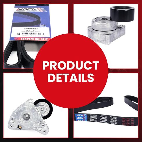 مجموعة شداد ملحقات حزام السربنتين MPLUS لاستبدال Honda 2003-2007 Accord LX Coupe 2-Door 2.4L، 2003-2007 Accord LX Sedan 4-Door 2.4L، 2006-2007 Accord Value Package سيدان 4 أبواب 2.4L in Saudi Arabia