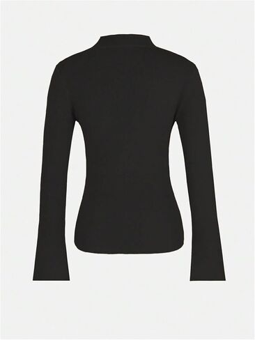 SweatyRocks Women's Criss Cross Wrap Sweaters Long Sleeve Fitted Knit Cozy Pullover Winter Tops Black Large in Saudi Arabia