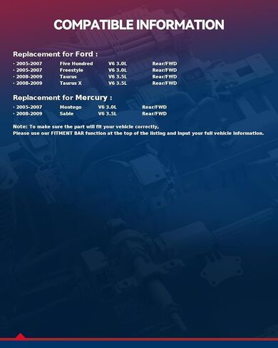 مجموعة محور العجلة الخلفية KAX 512299 متوافقة مع Ford Five Hundred 2005-2007، Ford Taurus 2008-2009، Ford Freestyle 2005-2007، Mercury Montego 2005-2007، قطعة واحدة تحمل 5 عروات مع ABS in Saudi Arabia