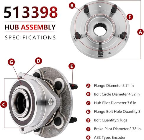 JLEO 513398 (Pair) Front Wheel Bearing Hub Assembly for 2016-2021 Chevrolet Malibu,for 2018-2019 Buick Cascada,2018-2020 Regal Sportback/Regal Tourx,2017-2019 Lacrosse, 2016-2018 Envision in Saudi Arabia