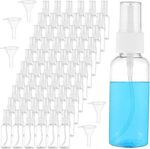120 Pcs 1 oz Spray Bottles with 5 Funnels, Mini Clear Empty Plastic Fine Mist Travel Bottles - Leak Proof, Refillable for Essential Oils, Perfumes, Cosmetics in Kuwait