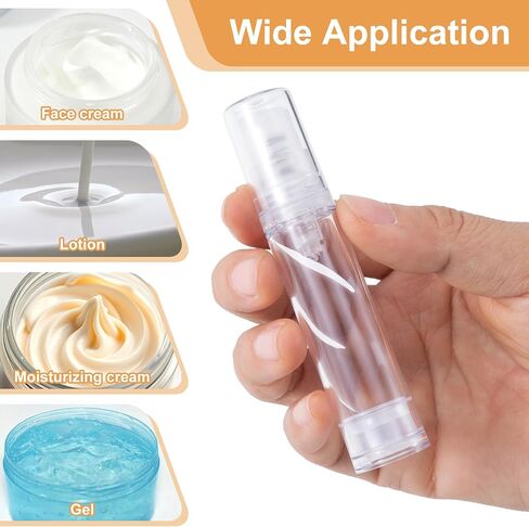 6 قطع زجاجة مضخة سفر بدون هواء، زجاجة مضخة فراغ فارغة قابلة لإعادة الملء، 5 مل 10 مل 15 مل حاوية سفر لوشن ضغط بلاستيكي لمستحضرات التجميل الخاصة بمستحضرات التجميل - شفافة in Kuwait
