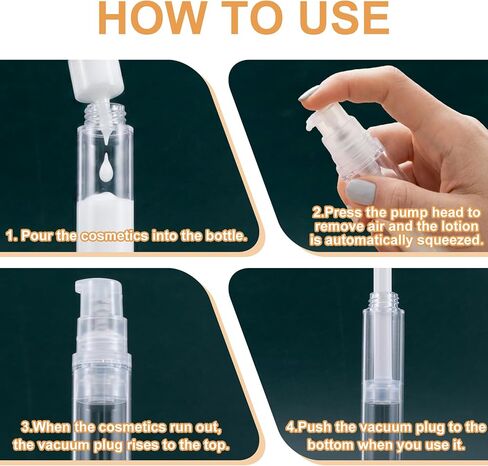 6 قطع زجاجة مضخة سفر بدون هواء، زجاجة مضخة فراغ فارغة قابلة لإعادة الملء، 5 مل 10 مل 15 مل حاوية سفر لوشن ضغط بلاستيكي لمستحضرات التجميل الخاصة بمستحضرات التجميل - شفافة in Kuwait