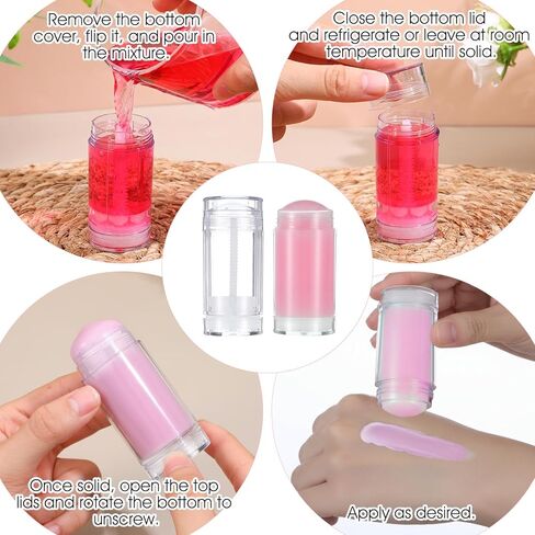 JIEYAO 30 Pcs Clear Empty Deodorant Containers, 1oz/30ml Twist-Up Refillable Lip Balm Tubes Bottom Fill Deodorant Bottles Tubes for DIY Lipstick Solid Perfume in Saudi Arabia