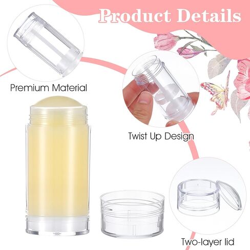 JIEYAO 30 Pcs Clear Empty Deodorant Containers, 1oz/30ml Twist-Up Refillable Lip Balm Tubes Bottom Fill Deodorant Bottles Tubes for DIY Lipstick Solid Perfume in Saudi Arabia