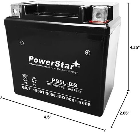 PowerStar YTX5L-BS ATV Battery Replacement for Honda TRX90 90CC 06-'09 12V 4Ah 145CCA in Kuwait
