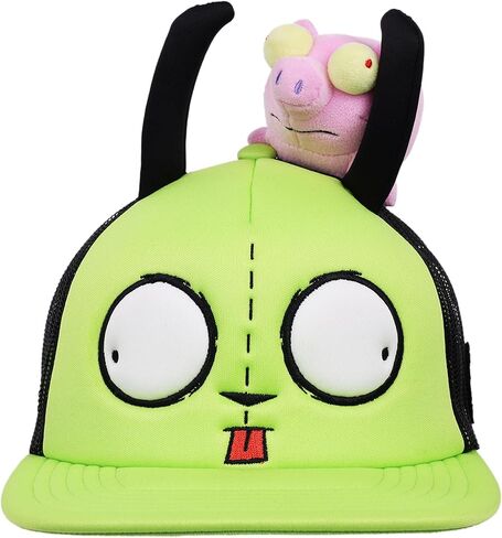 قبعة بيسبول Invader Zim Flying Pig Plush Skater، قبعة Snapback لشخصية Gir مع خنزير قطيفة ثلاثي الأبعاد، أخضر نيون وأسود in Saudi Arabia