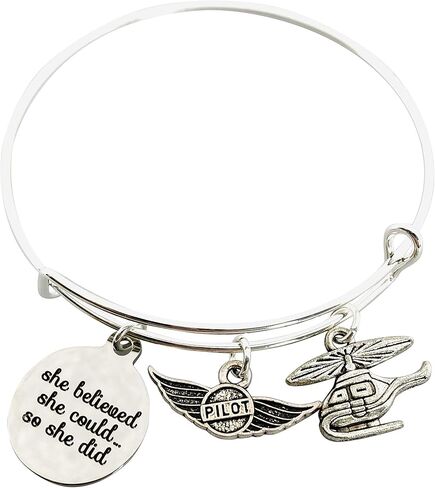 Helicopter Pilot Gifts for Women Jewelry Bracelet, She believed she could so she did in Kuwait
