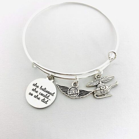 Helicopter Pilot Gifts for Women Jewelry Bracelet, She believed she could so she did in Kuwait